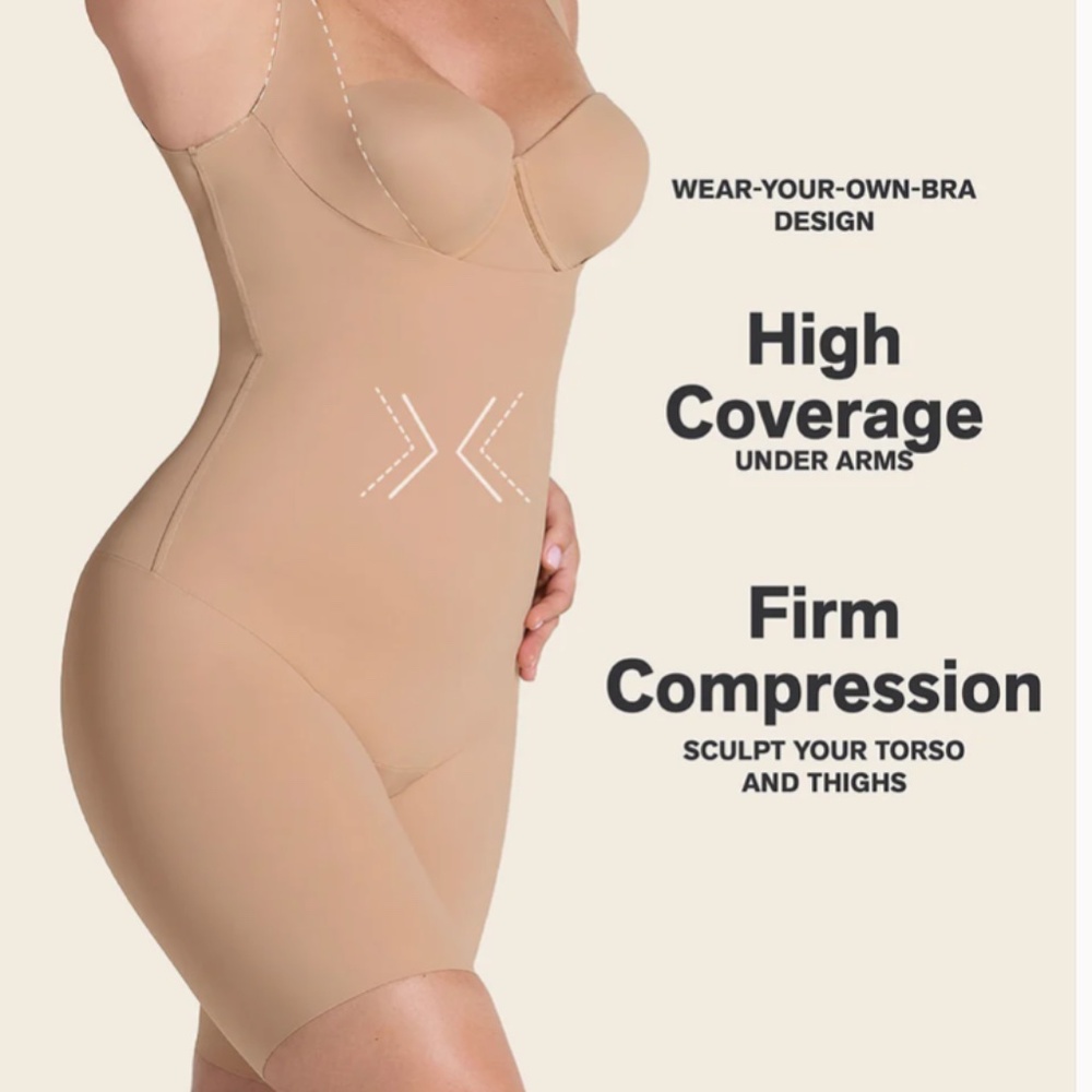 Leonisa Undetectable Edge Mid-Thigh Bodysuit Shaper, Black X-Large NWT - Picture 6 of 6